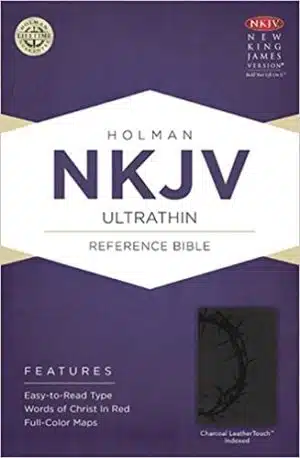 NKJV Ultrathin Reference Bible, Charcoal LeatherTouch Indexed (9781433615085)