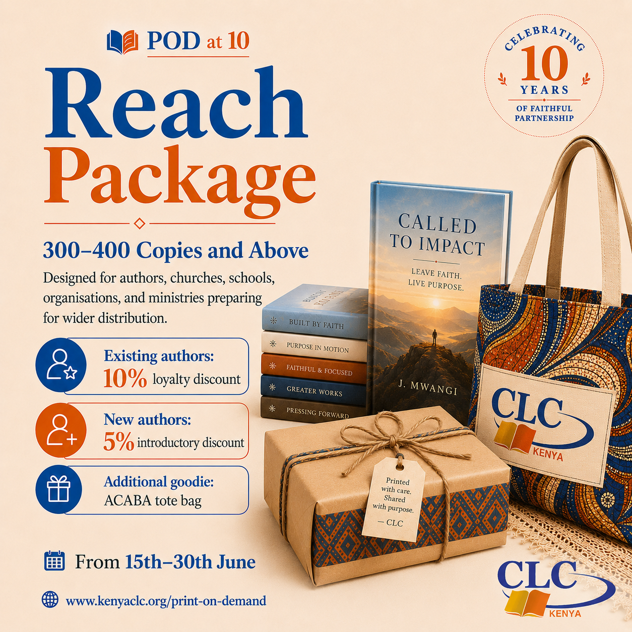 300 to 400 copies package with ACABA tote bag